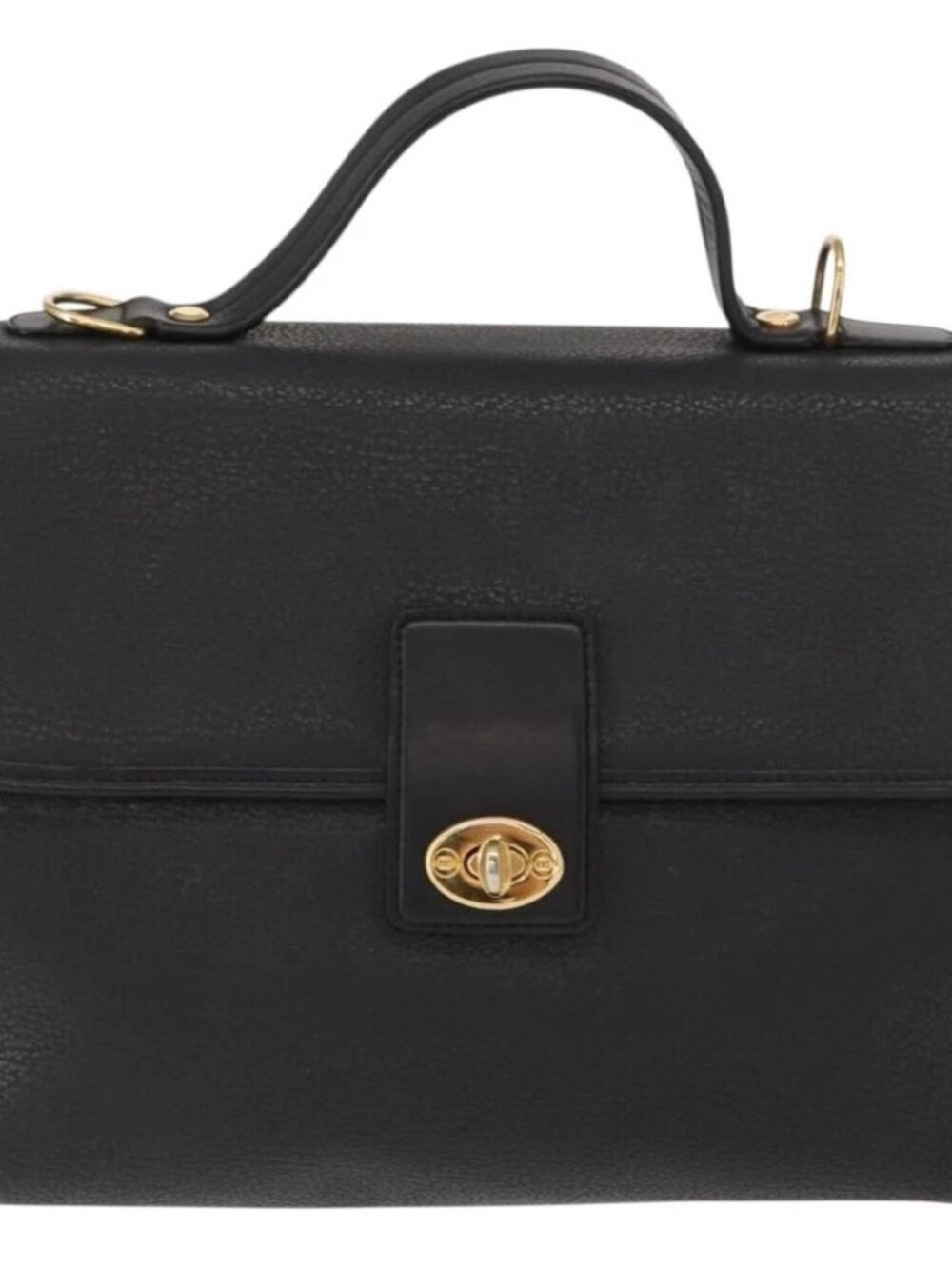 GUCCI Hand Bag Leather Gold Black Auth - Picture 2 of 16